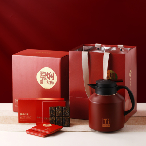 焖大师纯钛保温茶壶富贵红商务办公陈皮白茶壶套装纯钛内胆茶隔 M1800T钛壶