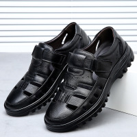 包头凉鞋男夏季真皮休闲皮鞋男士头层牛皮镂空洞洞鞋软底爸爸鞋子