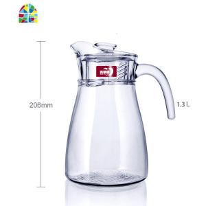 家用玻璃冷水壶无铅玻璃水壶凉水杯凉茶壶扎壶冷水杯大容量凉水壶 FENGHOU 1.1升竖条壶