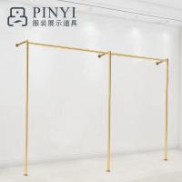 三维工匠服装店展示架上墙壁挂式婚纱装饰金色衣服架男女装货架童装侧挂架晾晒架 三维工 金色长100*深30*高170一段