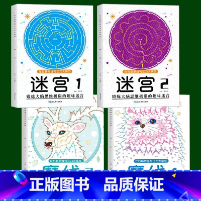 迷宫+魔线[全套4册] [正版]魔法线条专注力训练魔线迷宫游戏书益智连线左右脑开发思维书儿童3-6-10岁以上早教益智书