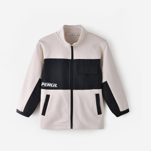 [1件3折]铅笔俱乐部童装春装新款男童外套儿童拼接上衣大童针织拉链衫