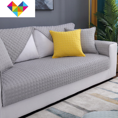北欧沙发坐垫布防滑现代简约四季棉沙发垫套巾色麦格灰色90*70御蓝锦