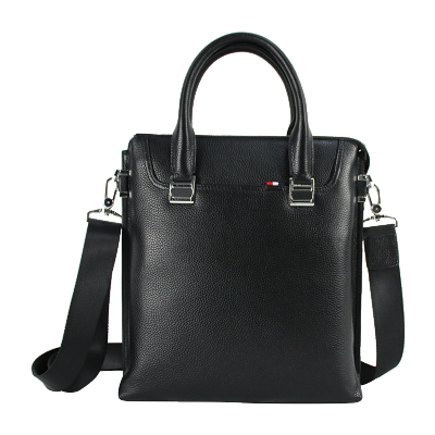 佐马仕休闲商务公文包欧美真牛皮男包男士百搭软皮手提包头层牛皮单肩斜挎包Z-MS9927中号黑色