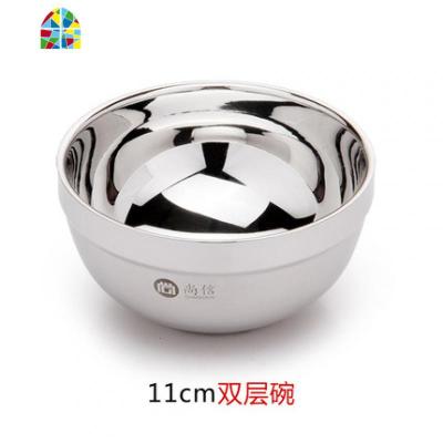 不锈钢碗面碗带盖饭碗汤碗家用大号铁碗小碗中式双层防烫吃饭餐碗 FENGHOU 11CM双层碗1个(不带盖)