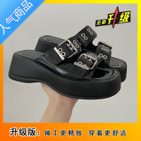 SUNTEK网红时尚配裙子沙滩银色厚底拖鞋女夏季外穿2023新款百搭一字凉鞋