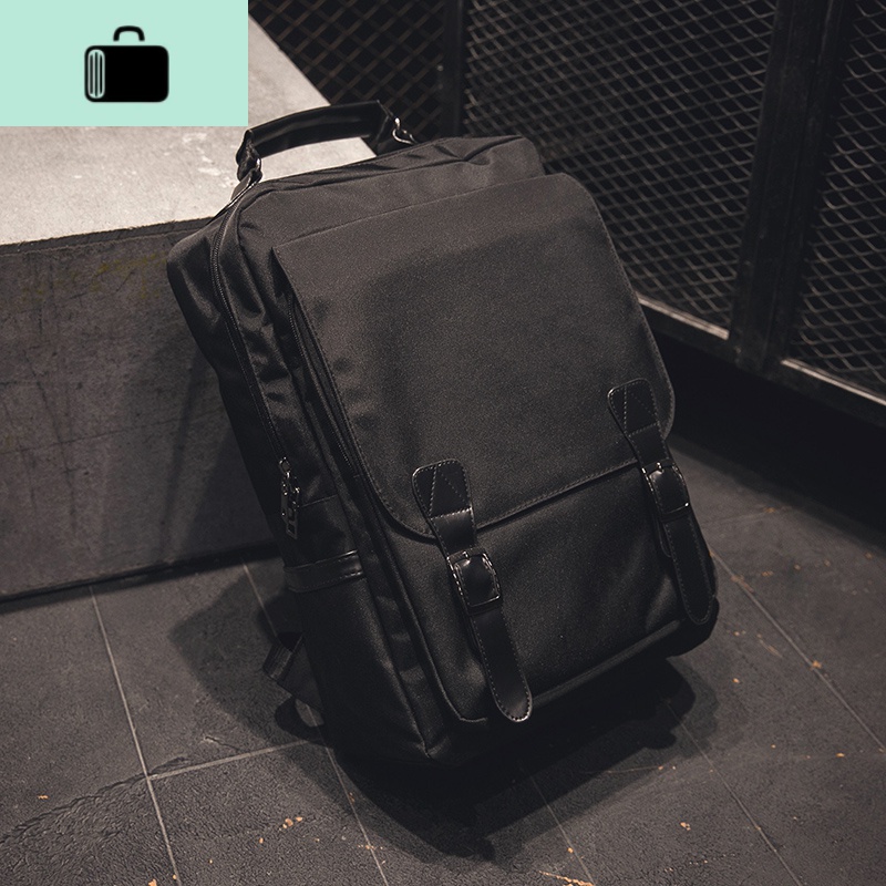 男士翻盖休闲包文艺风电脑背包学生帆布书包双肩包时尚潮流旅行包NEW LAKE 235