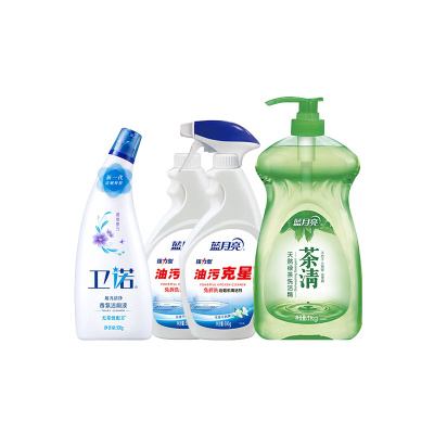 蓝月亮 厨卫组合 2.5KG 茶清1kg+强力油污克星500g瓶+瓶补+卫诺罗兰洁厕液500g