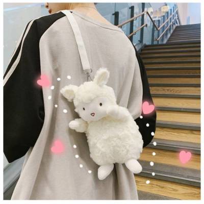 派尼美特丑萌少女小包包2020秋冬新款卡通可爱毛毛绒小羊包ins单肩斜挎包