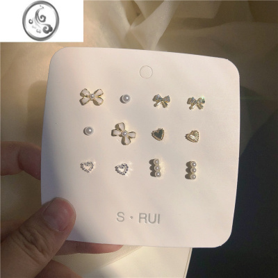 JiMi6对装~蝴蝶结耳钉套装超仙简约小耳环少女高级感ins珍珠百搭耳饰