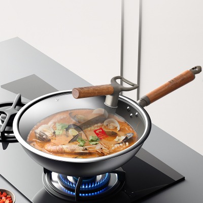 康巴赫不粘铁锅家用无涂层熟铁炒菜锅燃气电磁炉通用官方正品新款