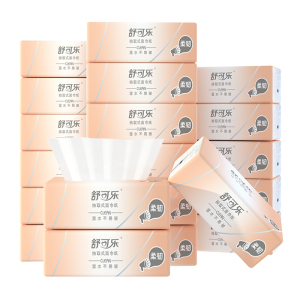 舒可乐 可湿水抽取式纸面巾4层40抽每包原生木浆抽纸纸巾实惠装餐巾纸家庭装纸抽卫生纸家用母婴可用 20包装