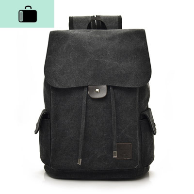 时尚潮流双肩包男女初高中大学生书包电脑休闲帆布旅行李包背包桶NEW LAKE 黑色牛仔黑