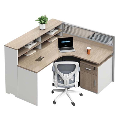 汉诺鑫威职员办公桌员工位转角l型卡座简约现代电脑桌办公室桌椅组合F型单人位+固定柜+椅子