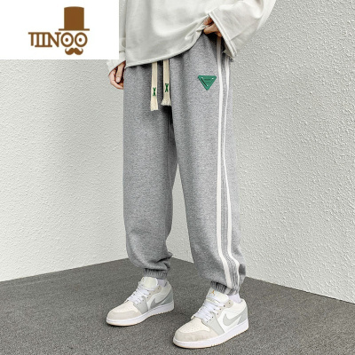 YANXU裤子男高街vibe风运动卫裤宽松潮牌两条杠束脚休闲裤长裤