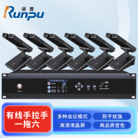 润普Runpu 会议音频扩声手拉手系统RP-YS6665S 专业有线手拉手麦克风双杆会议话筒桌面鹅颈麦一拖六