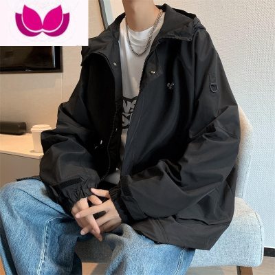 七斓防风外套男高街ins潮牌宽松连帽夹克韩版潮流上衣服