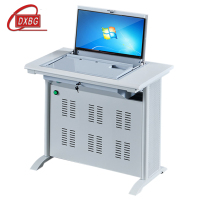 DXBG单人翻转电脑桌双人培训桌学校多媒体教室考试桌机房嵌入式学生桌051S灰白色单人(不含显示屏)