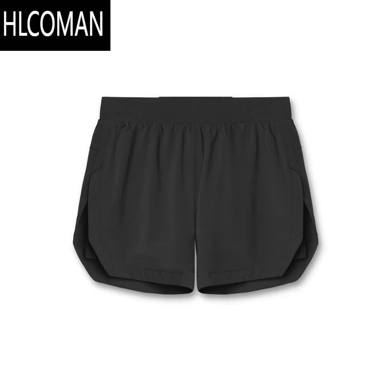 HLCOMAN健身房美式带内衬双层短裤男速干假跑步三分运动篮球撸铁训练