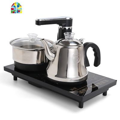 全自动上水壶泡茶专用烧水壶电热茶台一体功夫茶具桌嵌入式电茶炉 FENGHOU 黑色全自动37*20cm(玻璃壶锅)