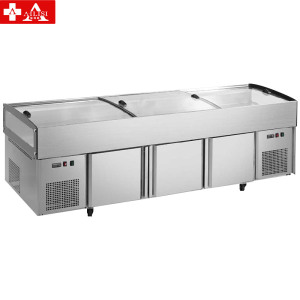 埃利斯冰台柜平台柜 展示柜点菜柜商用饭店烧烤菜品平弧不锈钢双温冷藏冷冻冰台柜工作台铜管2米BT-C2.0-D-M