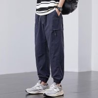 美式束脚工装裤男款夏季新款日系ins潮牌痞帅宽松休闲