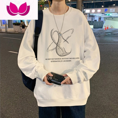 七斓400g绿色无帽卫衣男款加绒加厚美式圆领长袖打底衫衣服潮