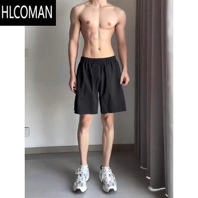 HLCOMANcleanfit黑色运动短裤男夏季薄款美式冰丝五分裤凉感健身速干裤子