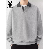 花花公子翻领卫衣男士套头打底Polo衫2025年秋季休闲百搭长袖t恤