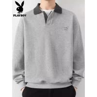 花花公子翻领卫衣男士套头打底Polo衫2025年秋季休闲百搭长袖t恤