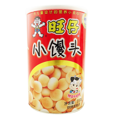 旺旺旺仔小馒头特浓牛奶味210g罐装儿童营养点心休闲膨化零食品办公室零嘴