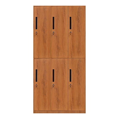 臻远ZY-GYGC-22拆装更衣柜窄边储物柜 黄木纹六门更衣柜