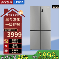 海尔(Haier)十字对开门冰箱539L容量黑金净化三档变温一级变频风冷无霜 BCD-539WGHTDEDH9U1