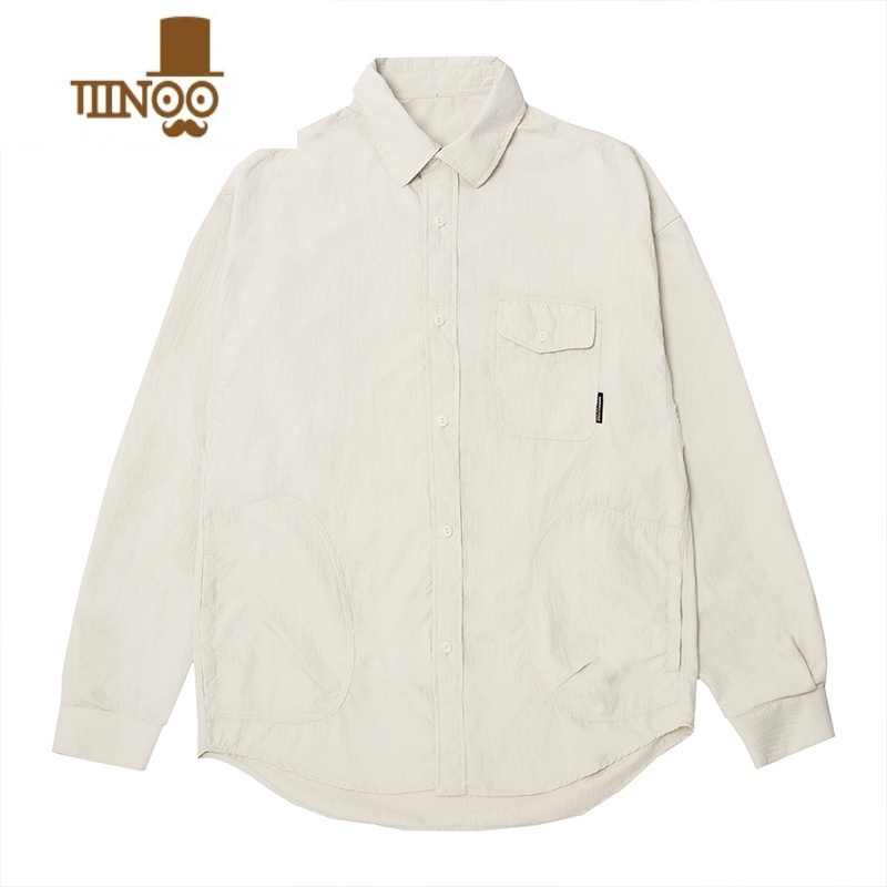 YANXU户外防泼水HEEMKIZOO男夏日系翻领衬衫长袖休闲衬衣外套情侣潮牌