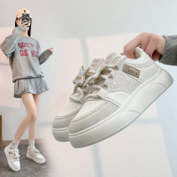 秋季小白鞋新款韩版ins女学生厚底增高皮面透气休闲鞋