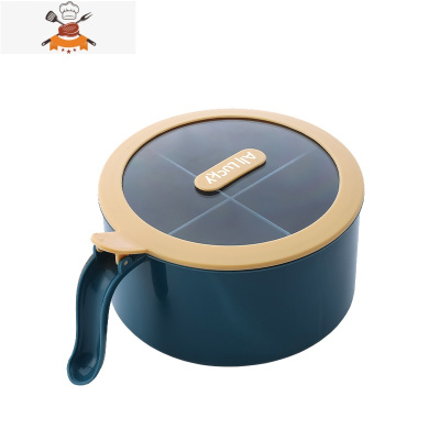 调料盒组合套装盐糖味精家用收纳一体多格调味罐油壶厨房用品 敬平 北欧蓝[四合一款]送4勺厨房收纳盒