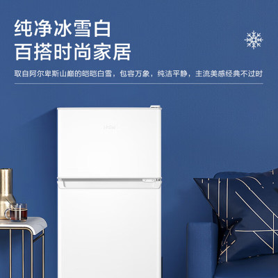 海尔轻尚双门冰箱BCD-123GHTMZ0WV 2级能效四星级29升冷冻室冰雪白净味杀菌手动除霜