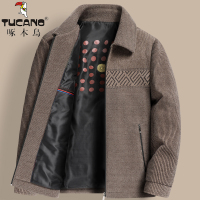 啄木鸟中年男士毛呢夹克爸爸秋装外套秋冬季中老年呢子男装50岁60