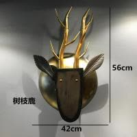 美式复古铁艺牛头鹿头动物头装饰壁饰壁挂酒吧家居电视墙上挂件 三维工匠 树枝鹿