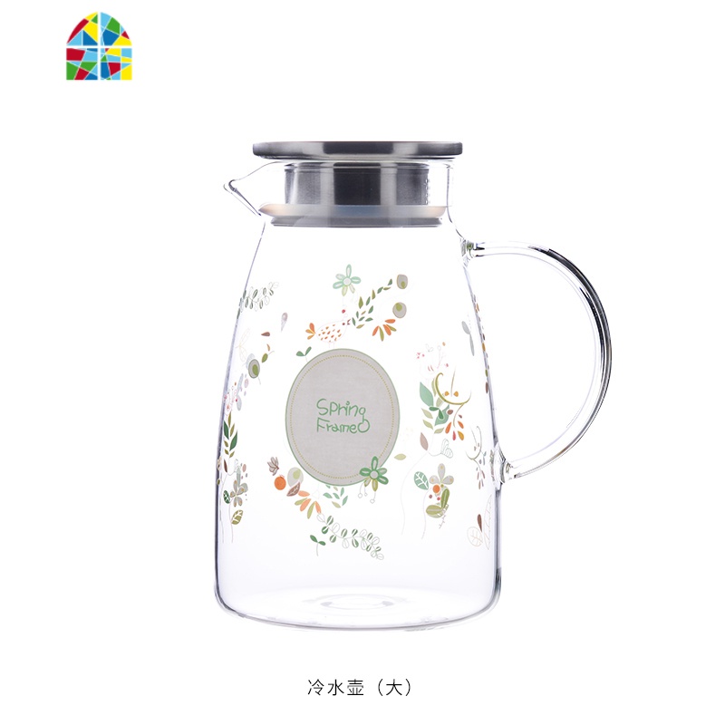 家用玻璃凉水壶耐热高温晾白开水杯冷水壶套装茶壶夏天大容量扎壶 FENGHOU 大号沐风水壶2L+4*大把杯