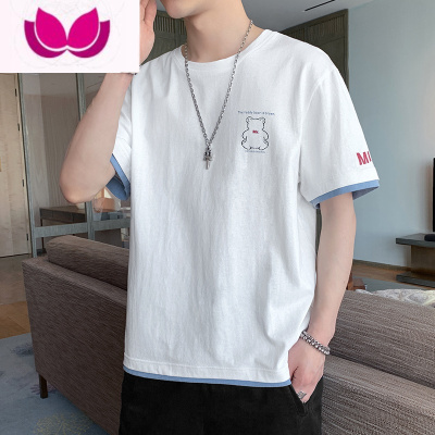 七斓短袖t恤男士冰丝新款宽松潮流ins潮牌夏季情侣半袖男装上衣服