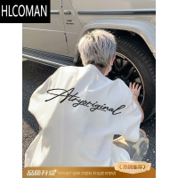 HLCOMAN欧美高街字母印花t恤男款少年感穿搭白色短袖内搭美式正肩七分袖