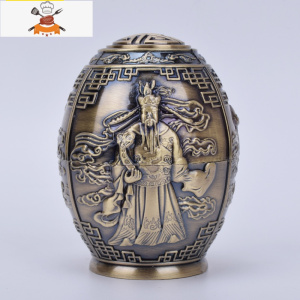 牙签盒复古中式个性创意牙签筒金属福字手压自动弹出家用茶室摆件 敬平 青古—福禄寿