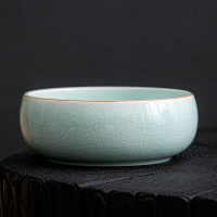 苏氏陶瓷(SUSHI CERAMICS)汝窑卵青 圆融茶洗开片可养金线茶具配件茶渣缸杯洗禅意多功能茶道配件