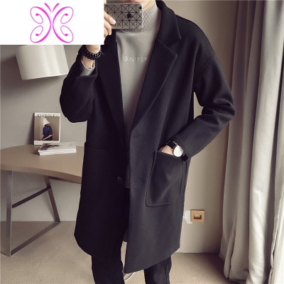 YUANSU冬季2020新款呢大衣男中长款英伦风帅气风衣胖子大码韩版潮流外套风衣