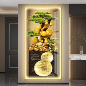 维诺亚葫芦led带灯轻奢入户玄关装饰画走廊过道挂画壁画简约感