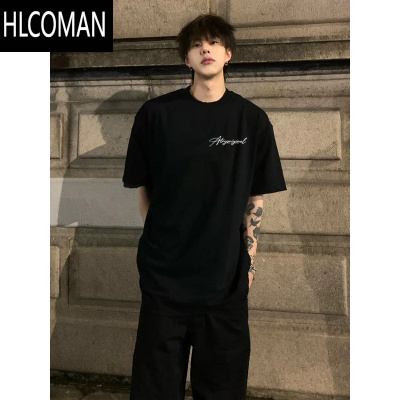 HLCOMAN简约T恤男款2025新款夏季潮流美式青少年宽松版潮牌男生短袖