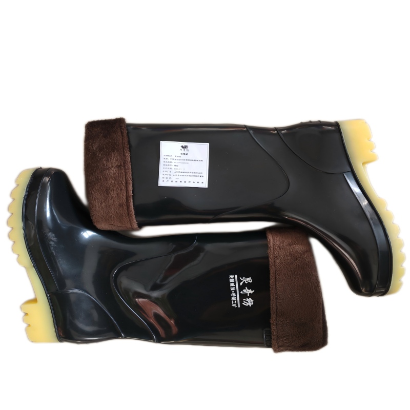 炅奇纺 中筒加绒防水防滑耐油雨靴 橡胶 双