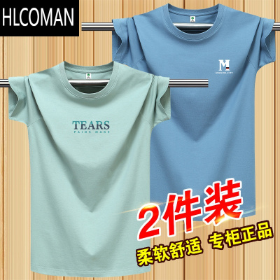 HLCOMAN2025新款t恤短袖男韩版圆领半袖休闲潮流打底新疆棉体恤
