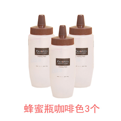 塑料挤酱瓶沙拉瓶果酱瓶调料瓶番茄酱瓶挤压瓶小油壶醋壶蜂蜜瓶大 敬平 蜂蜜瓶咖啡色3个装调味罐